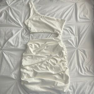 White Roush Material Dress